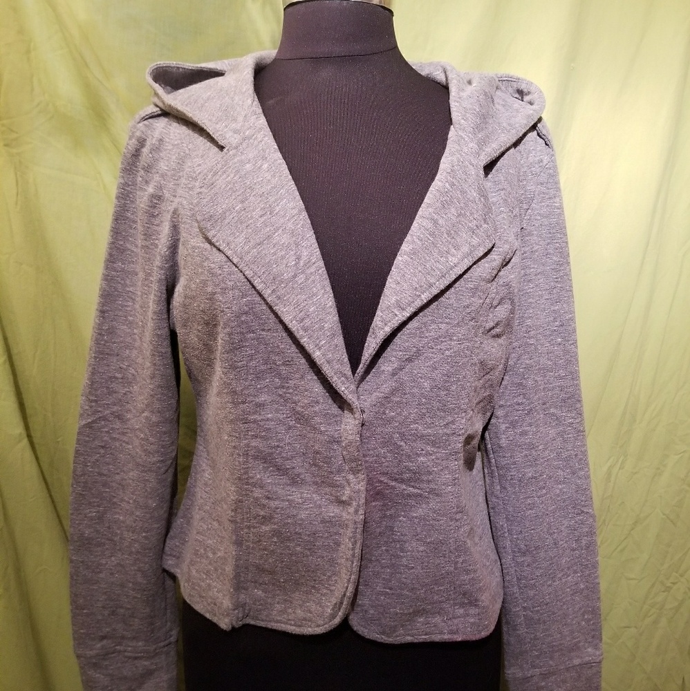 Mossimo XL Gray Hooded Blazer/Sweatshirt